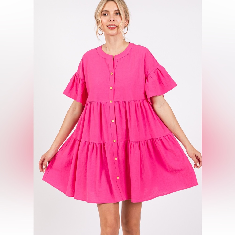 22 Boho -tiered button down dress - Picture 2 of 6